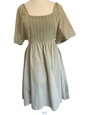 Vero Moda Jilla Soft Green Cotton Lace Summer Tie Back Short Dress-Sz-M